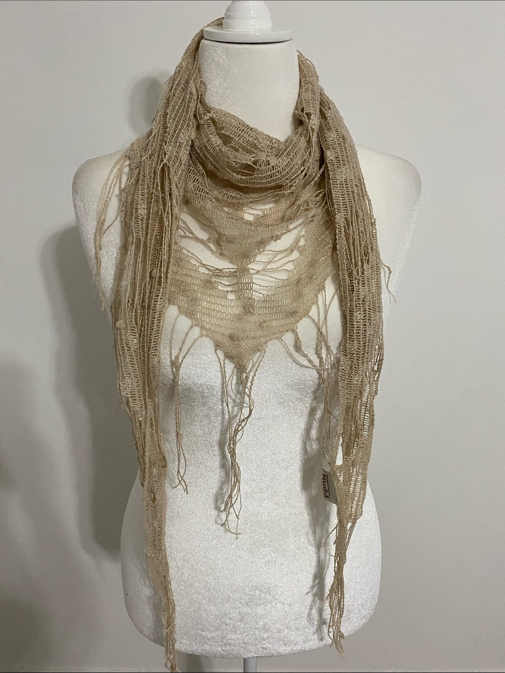 Triangular Scarf/Shawl with Fringe and Sequins